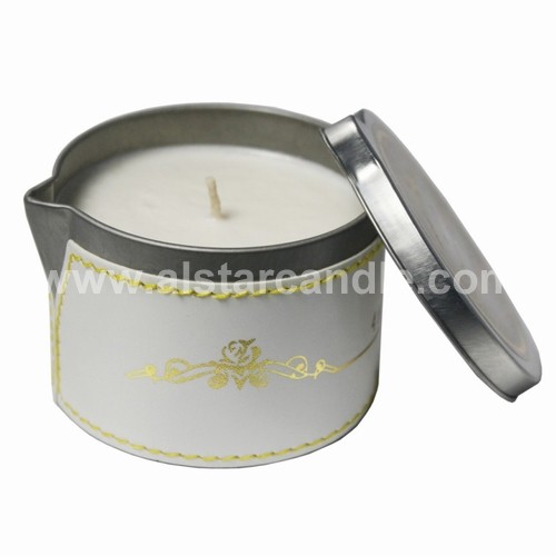 Tin Massage Candle MT8556L with PU Sticker